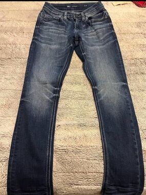 BKE Men's Alec Skinny Jeans in Dark Blue Faded Wash Size 27x30
